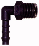 Winkel-Einschraubstutzen, Polyamid, Außengewinde konisch nach ISO 7-1 Gewinde R 3/8 für Schlauch LW mm 10