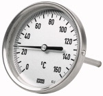 Bimetallthermometer Anzeige- bereiche 0 °C bis 200 °C Tauchschaft- länge in mm 63