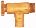 Ablassventil, Eckform, mit Tülle (für Schlauch LW 12 mm) und Rändelschraube (Dichtung NBR) Gewinde G 1/4 Baulänge 43,5 mm
