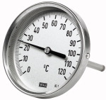 Bimetallthermometer Anzeige- bereiche 0 °C bis 120 °C Tauchschaft- länge in mm der Länge L1 = 160 mm bzw.