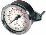 Standardmanometer, Dreikantfrontring, Stahl verchromt, Doppelskala bar/psi, Bügelbefest., Anschl. hinten, zentrisch Messbereich 0 - 10,0 bar -