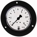 Standardmanometer mit Frontring Stahlblech schwarz, Anschluss hinten, zentrisch Messbereich 0 - 2,5 bar -