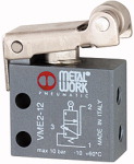 3/2-Wege-Miniaturventil, Rollenhebel Anschluss 4 mm seitlich Funktion NC