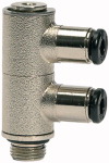 Mehrfach-Steckverbinder, drehbar, 2 Abgänge, Außengewinde zylindrisch mit O-Ring Gewinde G 1/8 für Schlauch- Außen-Ø mm 6