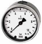 Glyzerinmanometer, Anschluss hinten, Ø 63 = zentrisch, Ø 100 = exzentrisch Messbereich 0 - 10,0 bar -
