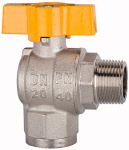 Kugelhahn, Eckform, Innen/Außengewinde (Außengewinde seitlich) Gewinde R/Rp 3/4 DN 20