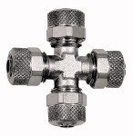 Kreuzverbindung, für Schlauch 5/3 mm, SW 8, Messing vernickelt