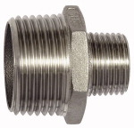 Doppelgewindenippel, red., Sechskant, R 3/4, R 1/2, ES 1.4408