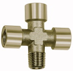 Kreuzstück, 3 x innen, 1 x außen, G/R 3/8, SW 17, Messing vern.