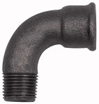 Bogen 1a, 90°, kurz, Rp 1/2 i., R 1/2 a. Temperguss schwarz