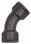 Bogen 41, 45°, lang, Rp 1 1/2 i., Rp 1 1/2 i., Temperguss schwarz