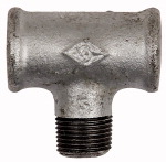 T-Stück 133, IG/AG/IG, Rp 3/8, schwarzer Temperguss feuerverz.