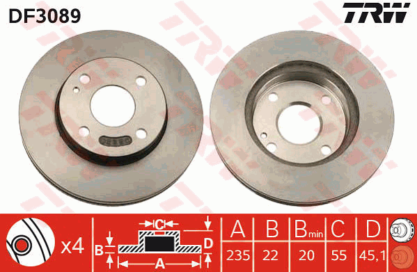 TRW Bremsscheibe DF3089