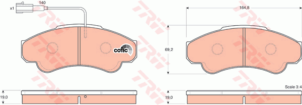 TRW Bremsbelagsatz, Scheibenbremse GDB1518