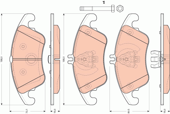 TRW Bremsbelagsatz, Scheibenbremse GDB1737