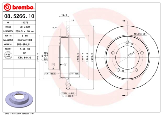 BREMBO Bremsscheibe 08.5266.10