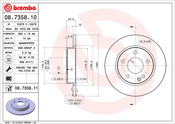 BREMBO Bremsscheibe 08.7358.11