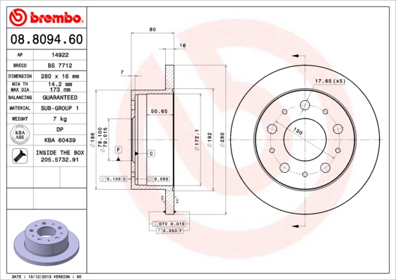 BREMBO Bremsscheibe 08.8094.60