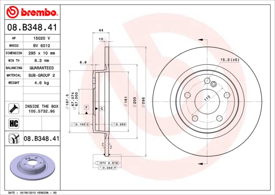 BREMBO Bremsscheibe 08.B348.41