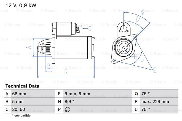 BOSCH Starter 0 986 014 350
