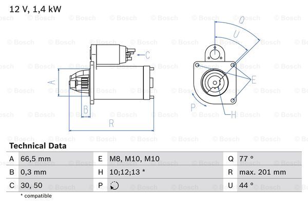 BOSCH Starter 0 986 022 800