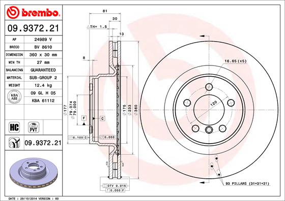 BREMBO Bremsscheibe 09.9372.21
