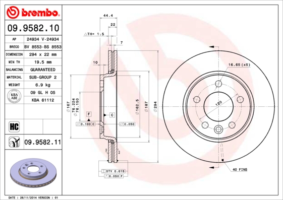 BREMBO Bremsscheibe 09.9582.11