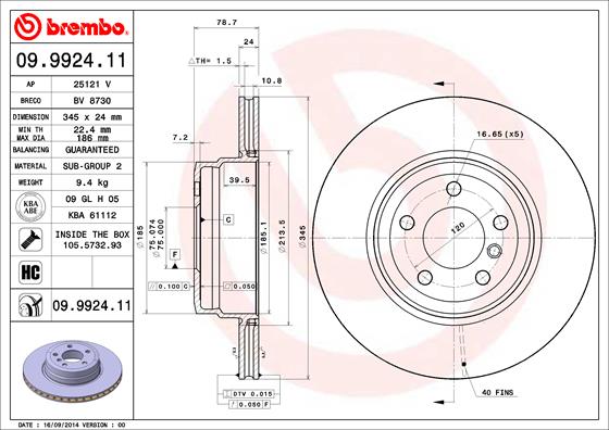 BREMBO Bremsscheibe 09.9924.11