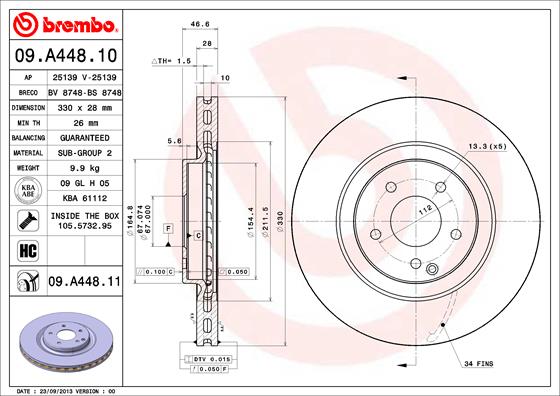 BREMBO Bremsscheibe 09.A448.11