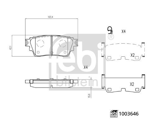 FEBI BILSTEIN Bremsbelagsatz, Scheibenbremse 1003646