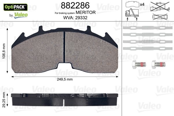 VALEO Bremsbelagsatz, Scheibenbremse 882286