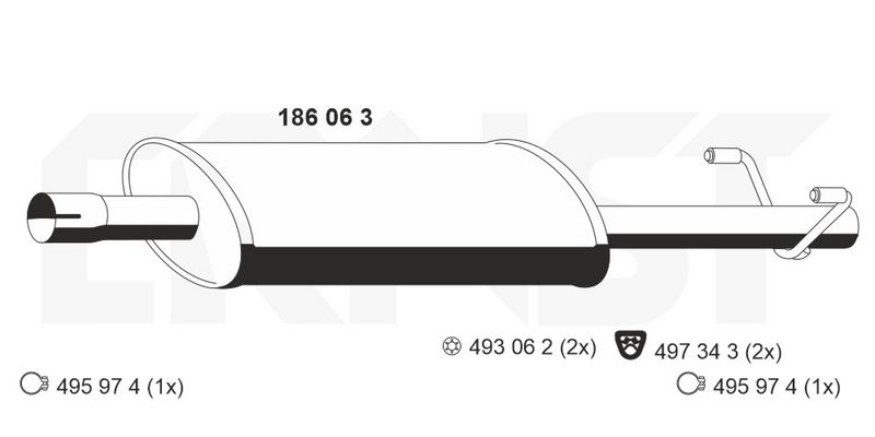 ERNST Mittelschalldämpfer 186063