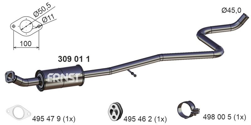 ERNST Mittelschalldämpfer 309011