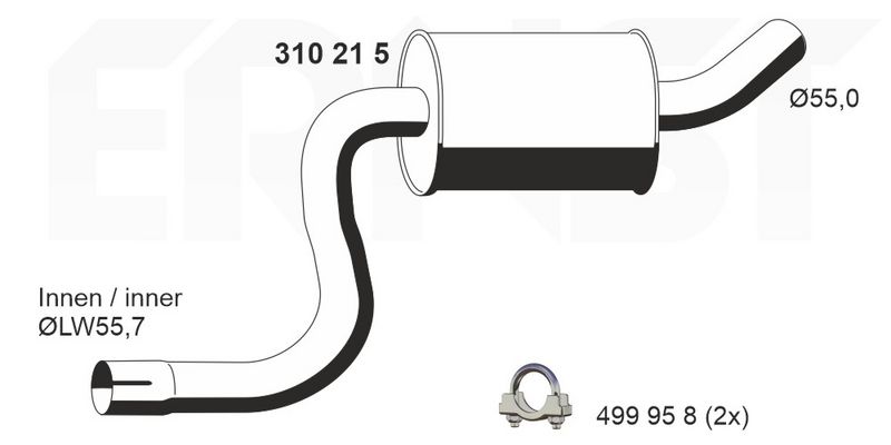 ERNST Mittelschalldämpfer 310215