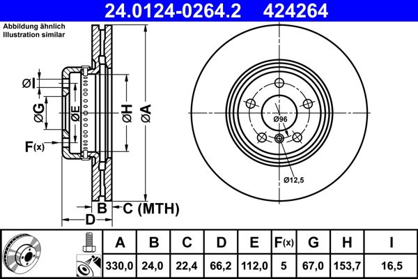 ATE Bremsscheibe 24.0124-0264.2