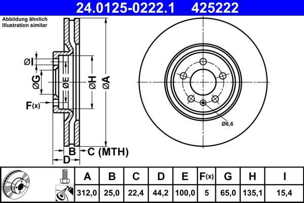 ATE Bremsscheibe 24.0125-0222.1