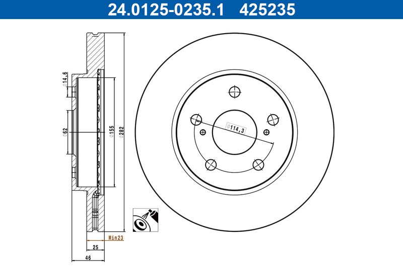 ATE Bremsscheibe 24.0125-0235.1
