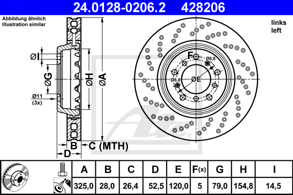 ATE Bremsscheibe 24.0128-0206.2