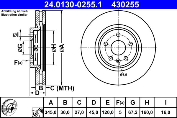 ATE Bremsscheibe 24.0130-0255.1