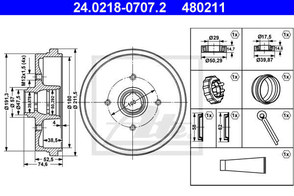 ATE Bremstrommel 24.0218-0707.2