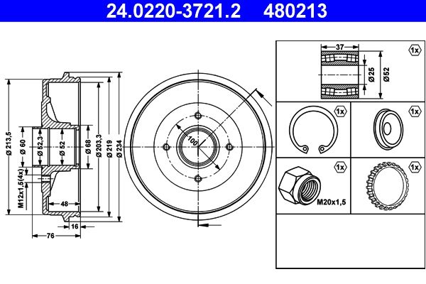 ATE Bremstrommel 24.0220-3721.2