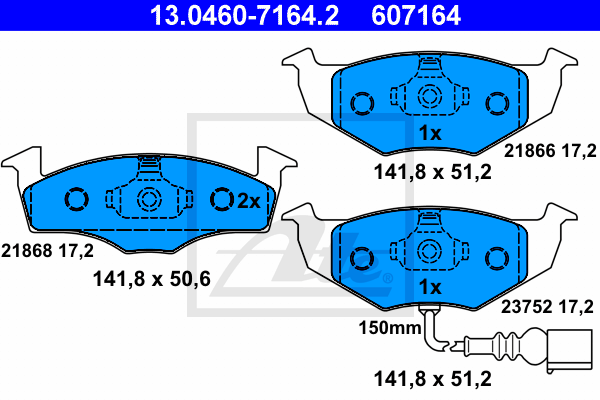 ATE Bremsbelagsatz, Scheibenbremse 13.0460-7164.2