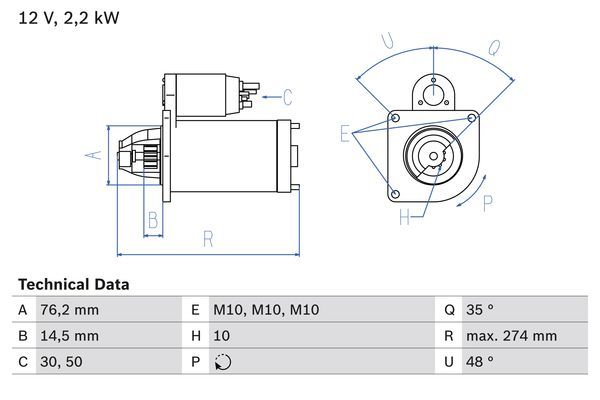 BOSCH Starter 0 986 015 090