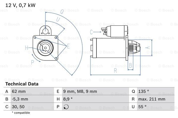 BOSCH Starter 0 986 017 930