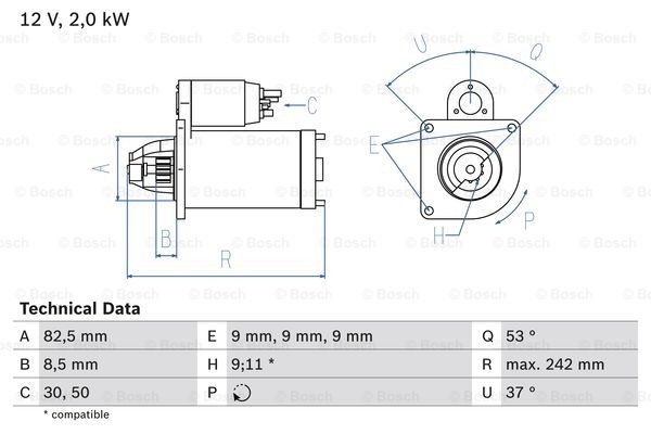 BOSCH Starter 0 986 018 450