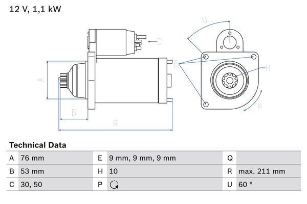 BOSCH Starter 0 986 018 470