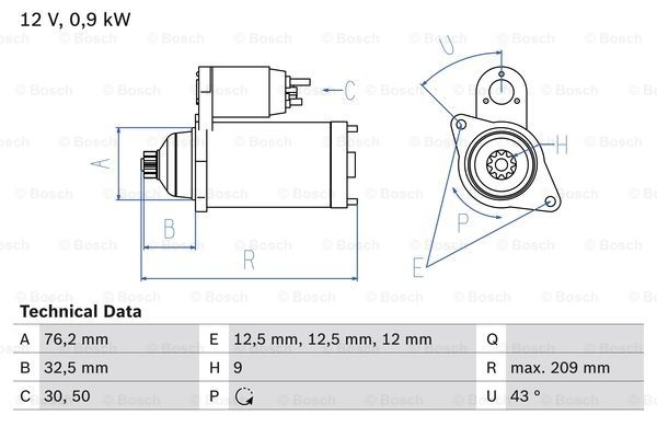 BOSCH Starter 0 986 019 890
