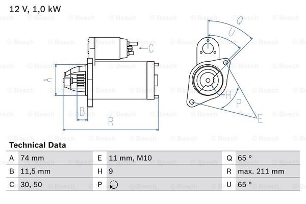 BOSCH Starter 0 986 020 571
