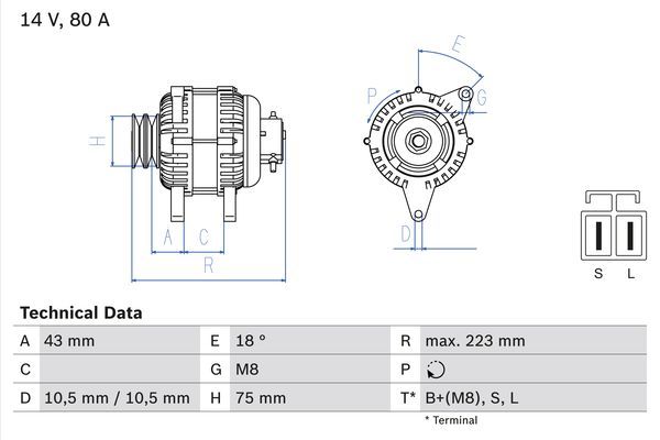 BOSCH Generator 0 986 045 601