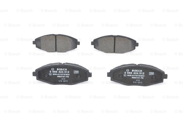 BOSCH Bremsbelagsatz, Scheibenbremse 0 986 424 512